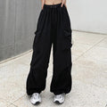 2024 Women Casual Joggers Tech Pants Solid Low Waist Pants Drawstring Wide Leg